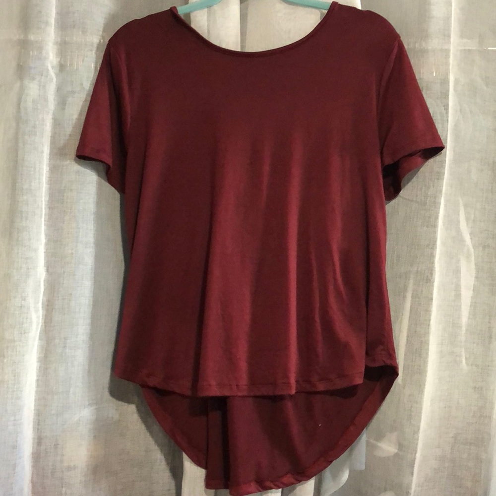 Maroon blouse with tie on back, Size L